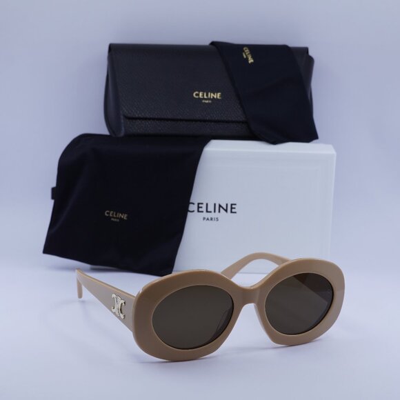 Celine CL40292U 57E Oval Sunglasses – Shiny Beige/Brown - Picture 1 of 10